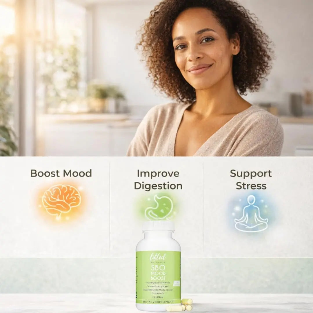 Lifted Naturals Spore Based Probiotic Probiotics - SBO Mood Boost - Spore/Soil-Based - Digestion & Natural Mood Support - Histamine-Free - 60 Day Supply, Non-GMO, Dairy-Free, Gluten-Free, Vegan Lifted Naturals buy supplements Au