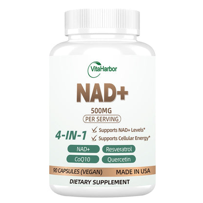 VitaHarbor NAD+ supplement bottle on a white background