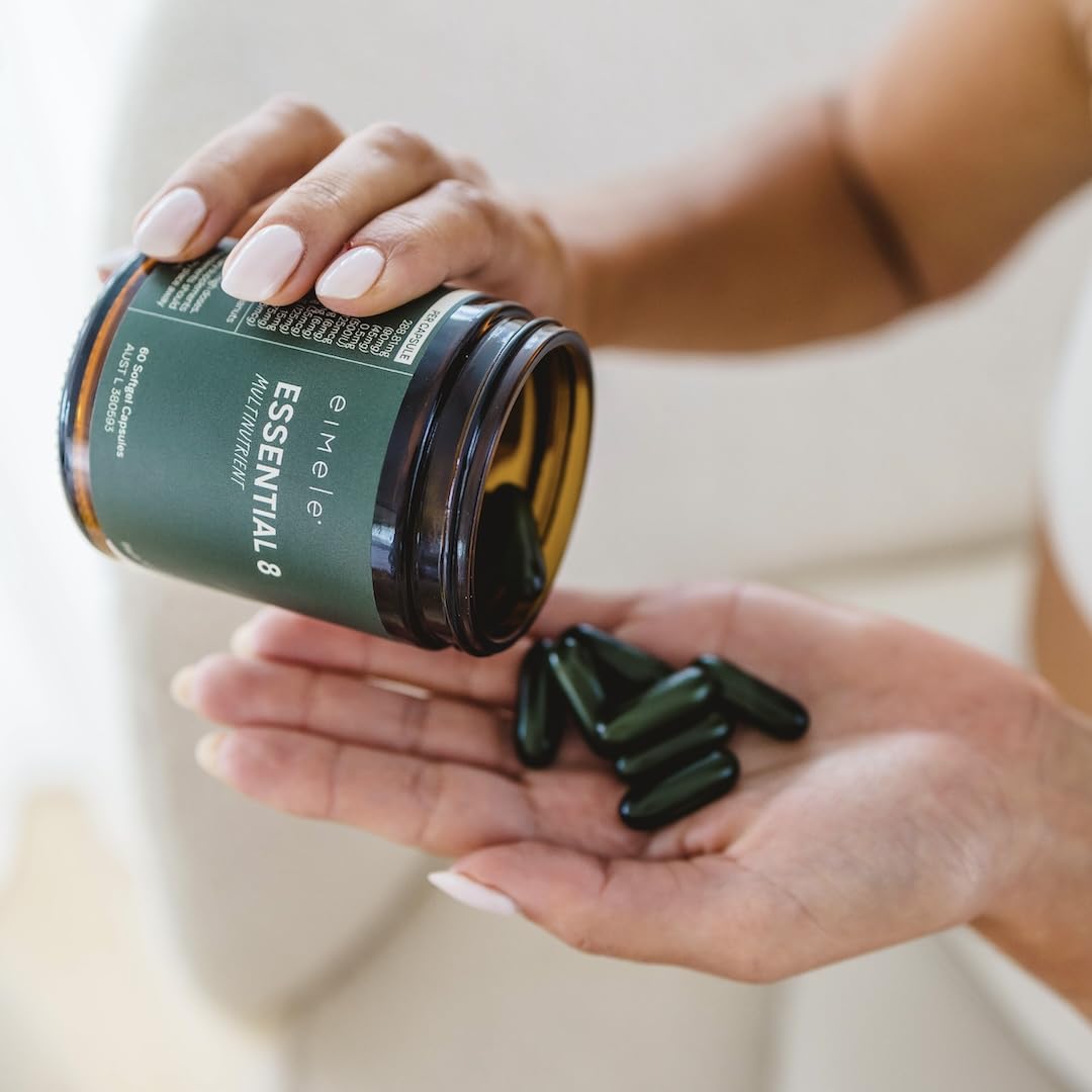Essential 8 | Multivitamin for Energy & Immunity Support | 8 Essential Nutrients | Calcium, Vitamin B12, Omega3, Zinc, Iron, Vitamin D & More eimeleBuy Supplements Australia