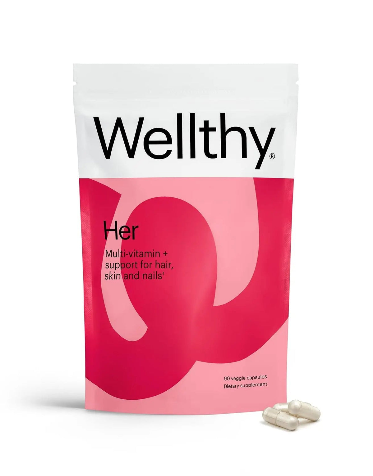 Wellthy Her Women's Daily Vegan Multivitamin for Women, Natural Ingredients for Healthy Hair, Skin, & Nails with Essential Micronutrients (30 Day) Wellthy