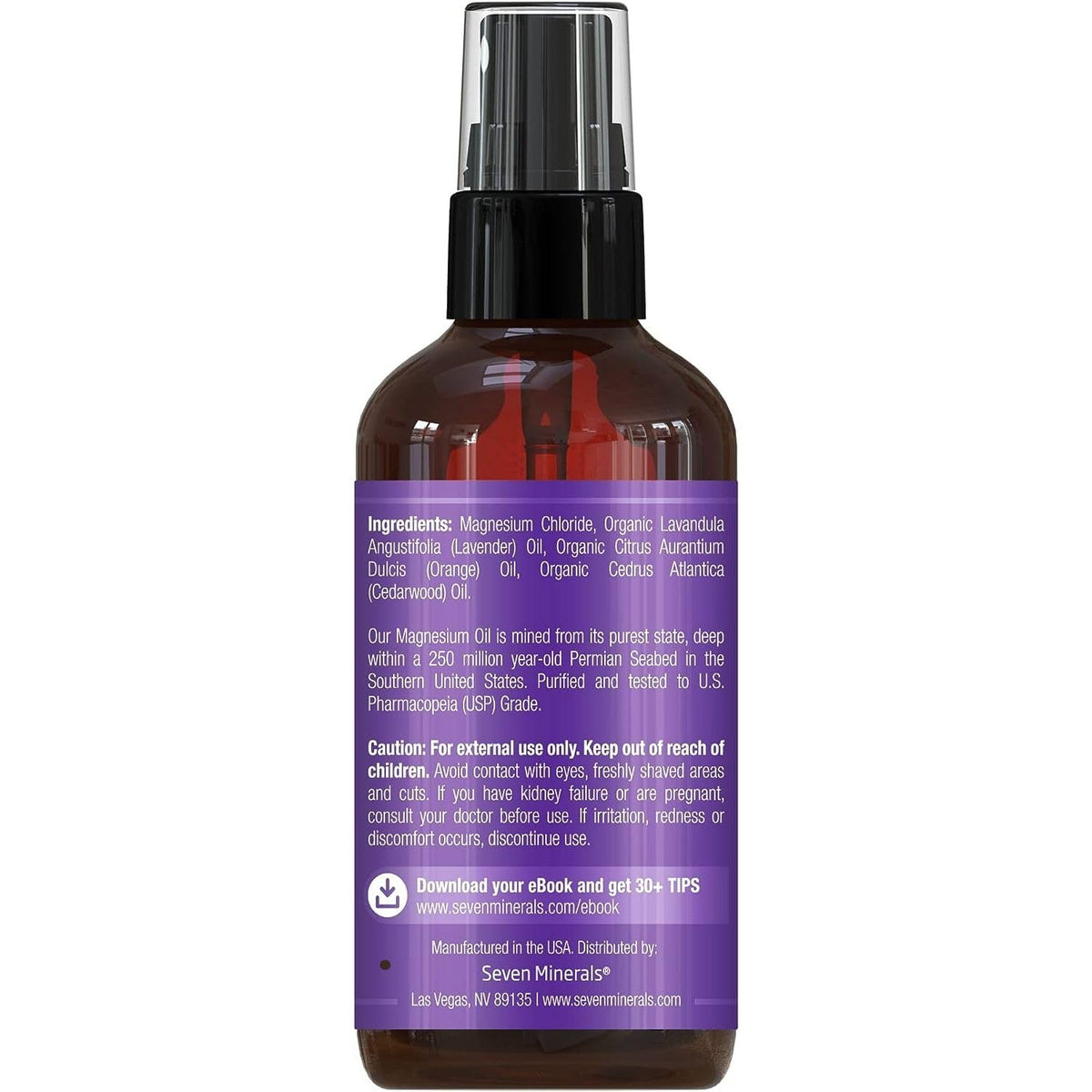 Seven Minerals Relaxing Leg Magnesium Spray, Powerful Blend of Essential Oils (Orange, Cedarwood, & Lavender), that Calms Legs Naturally. 4 fl oz, Seven MineralsBuy Supplements Australia