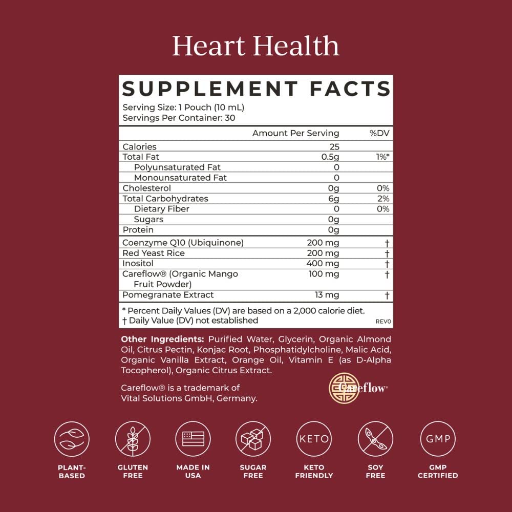 CYMBIOTIKA Heart Health Supplement with CoQ10, Red Yeast Rice & Inositol, Gluten Free Supplements to Support Circulation & Aging, Organic Orange Cream Flavor, 30 Pack CYMBIOTIKABuy Supplements Australia