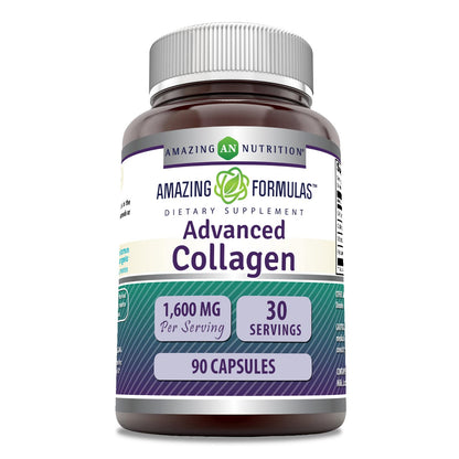 Amazing Formulas Advanced Collagen Supplement | Collagen Type I, II & III with Vitamin C & Hyaluronic | 1600 Mg Per Serving | 90 Capsules | Non-GMO | Gluten-Free | Made in USA Amazing NutritionBuy Supplements Australia