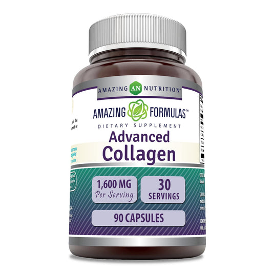 Amazing Formulas Advanced Collagen Supplement | Collagen Type I, II & III with Vitamin C & Hyaluronic | 1600 Mg Per Serving | 90 Capsules | Non-GMO | Gluten-Free | Made in USA Amazing NutritionBuy Supplements Australia