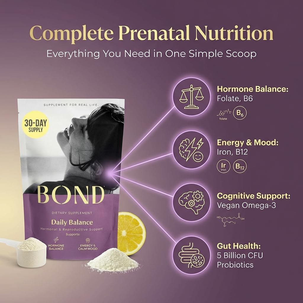 BOND Prenatal Vitamin Drink Mix for Women with Iron, Supports Hormone Balance, Folate & B12 for Energy & Calm Mood, Plant-Based Omega-3 for Cognitive Support, Magnesium, D3, B6, Non-GMO, 30-day Supply BONDBuy Supplements Australia
