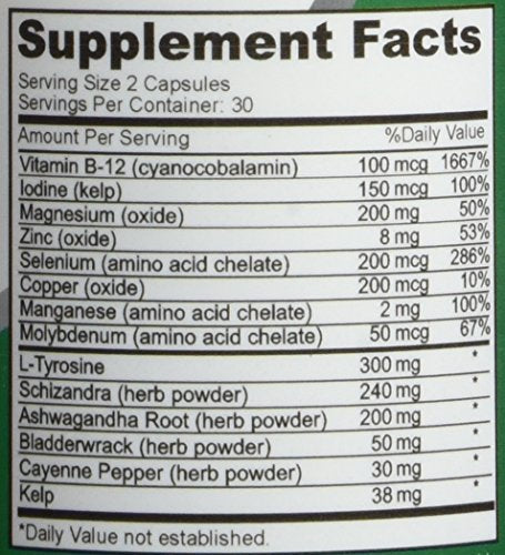 NusaPure Thyroid Support Supplement (Non-GMO) 120 caps, Ashwaganda, Iodine, Zinc, kelp, Vitamin B12, L-Tyrosine, Selenium, Copper NusaPureBuy Supplements Australia