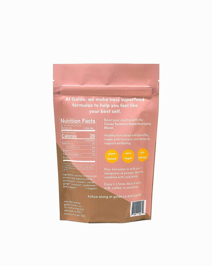 GOLDE - Superfood Latte Blend - Cacao Turmeric - Plant Based w/Turmeric, Cacao, & Coconut Milk Powder - Healthy Hot Cocoa - Coffee Replacement - Vegan, Keto, & Sugar-Free - 30 Servings GOLDEBuy Supplements Australia