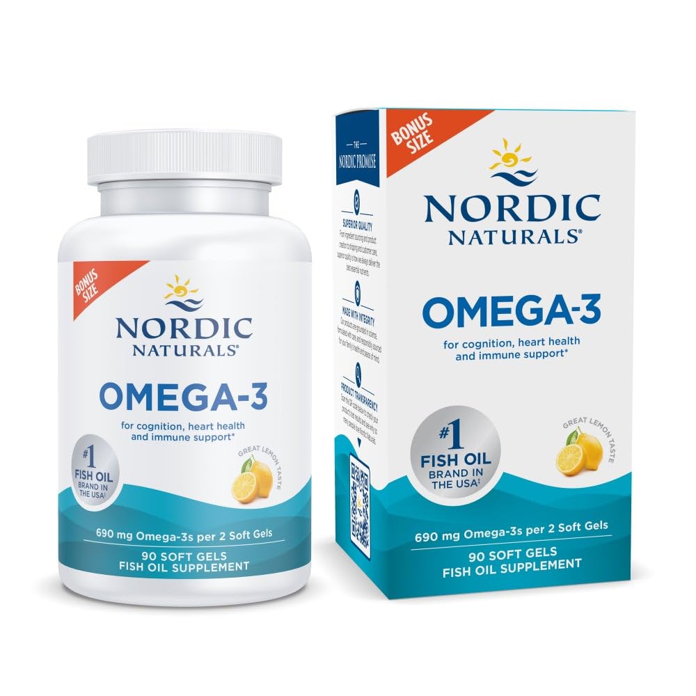 Nordic Naturals Omega-3, Lemon Flavor - 90 Soft Gels - 690 mg Omega-3 - Fish Oil - EPA & DHA - Immune Support, Brain & Heart Health, Optimal Wellness - Non-GMO - 45 Servings Nordic Naturals buy supplements Au