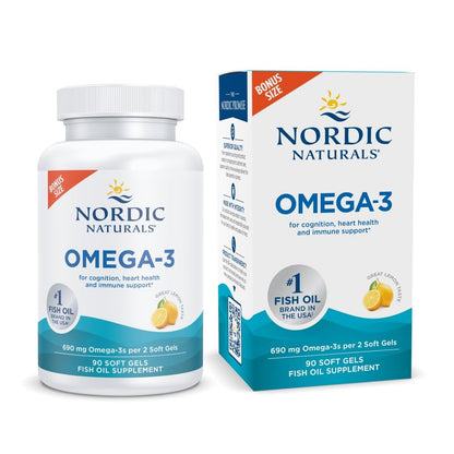 Nordic Naturals Omega-3, Lemon Flavor - 90 Soft Gels - 690 mg Omega-3 - Fish Oil - EPA & DHA - Immune Support, Brain & Heart Health, Optimal Wellness - Non-GMO - 45 Servings Nordic Naturals buy supplements Au