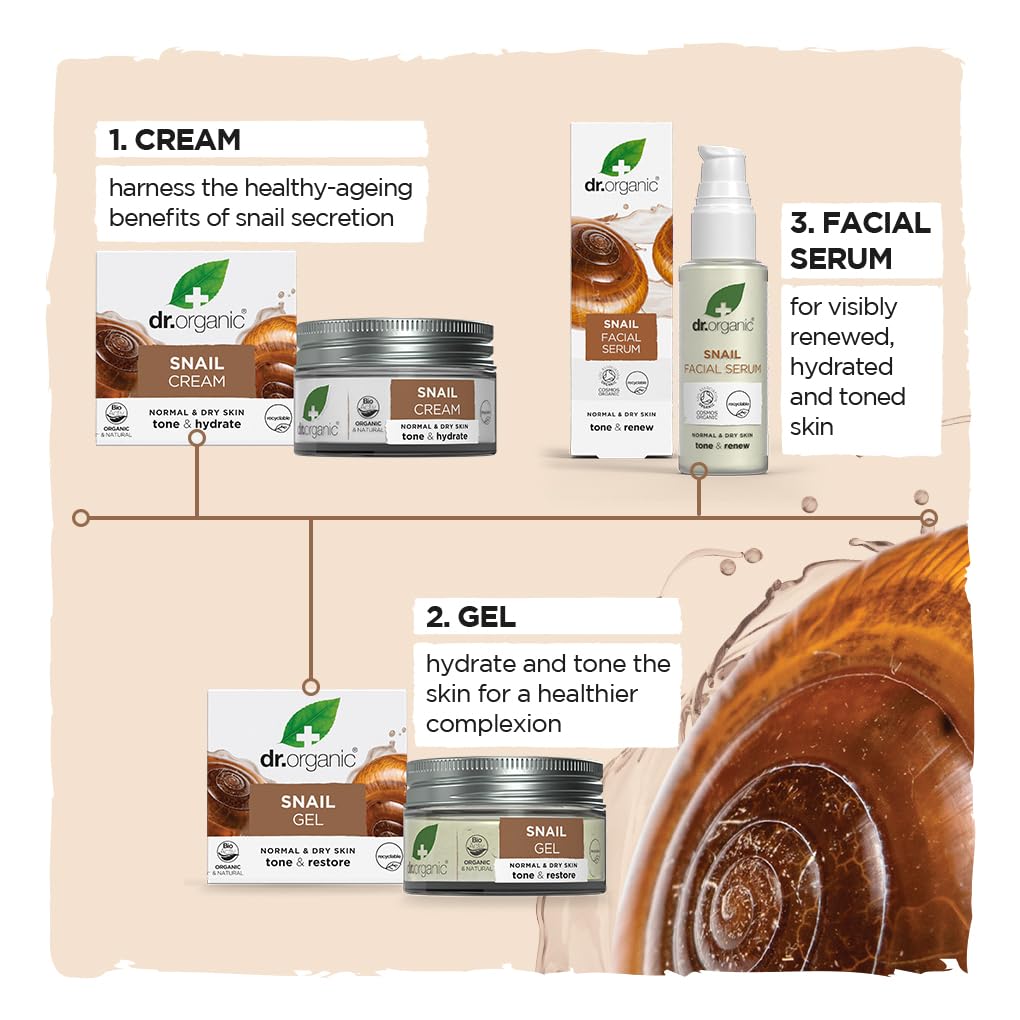 Dr. Organic Snail Gel Facial Serum | Hydrates and Restores Skin, Reduces Fine Lines, Natural, Certified Organic, Paraben & SLS-Free, 30 mL / 1 fl oz Dr. Organic buy supplements Au