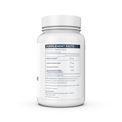 Renue By Science Senolytique Senolytic Supplements | 60 Capsules with Fisetin (35mg) Quercetin (78mg) & Spermidine (3mg) per Serving | Liposomal Formula | Manufactured in The USA & Third-Party Tested Renue By ScienceBuy Supplements Australia