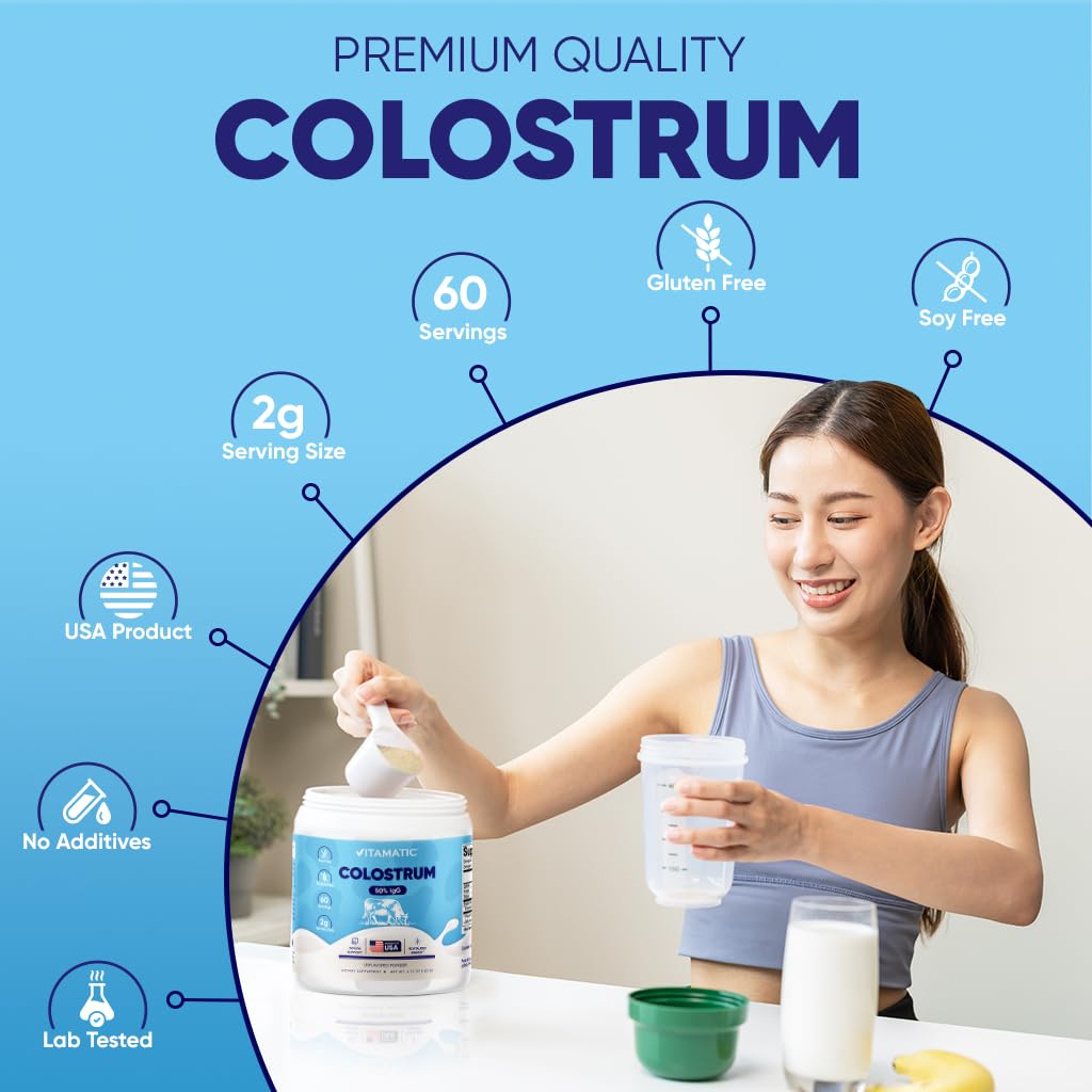 Vitamatic Bovine Colostrum Powder - 50% Highest IgG - Supplement for Gut Health VitamaticBuy Supplements Australia