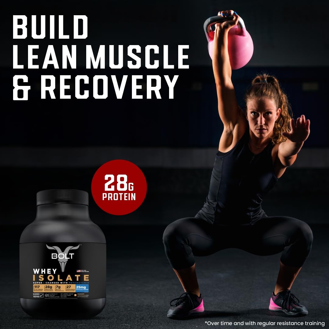Bolt Nutrition Whey Isolate Protein Powder | with Superfood Phycocyanin | Muscle Strength Bolt NutritionBuy Supplements Australia