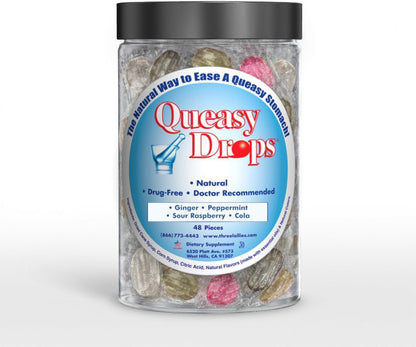 Three Lollies Queasy Drops- Supports Motion Sickness Relief. Also Pregnancy & Morning Sickness Relief. Stomach Settle Drops Assorted 48 Count Three Lollies buy supplements Au