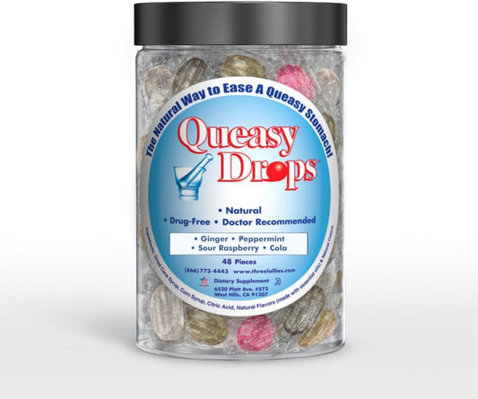 Three Lollies Queasy Drops- Supports Motion Sickness Relief. Also Pregnancy & Morning Sickness Relief. Stomach Settle Drops Assorted 48 Count Three Lollies buy supplements Au