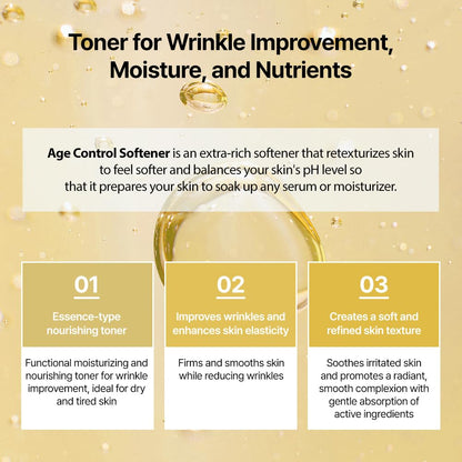 DR+LAB Age Control Softener 5.07 fl oz /150ml Moisturizing Wrinkle Care Nutrient Face Toner for Dry, Dull, Uneven Texture Skin Korean Skincare DR+LAB buy supplements Au