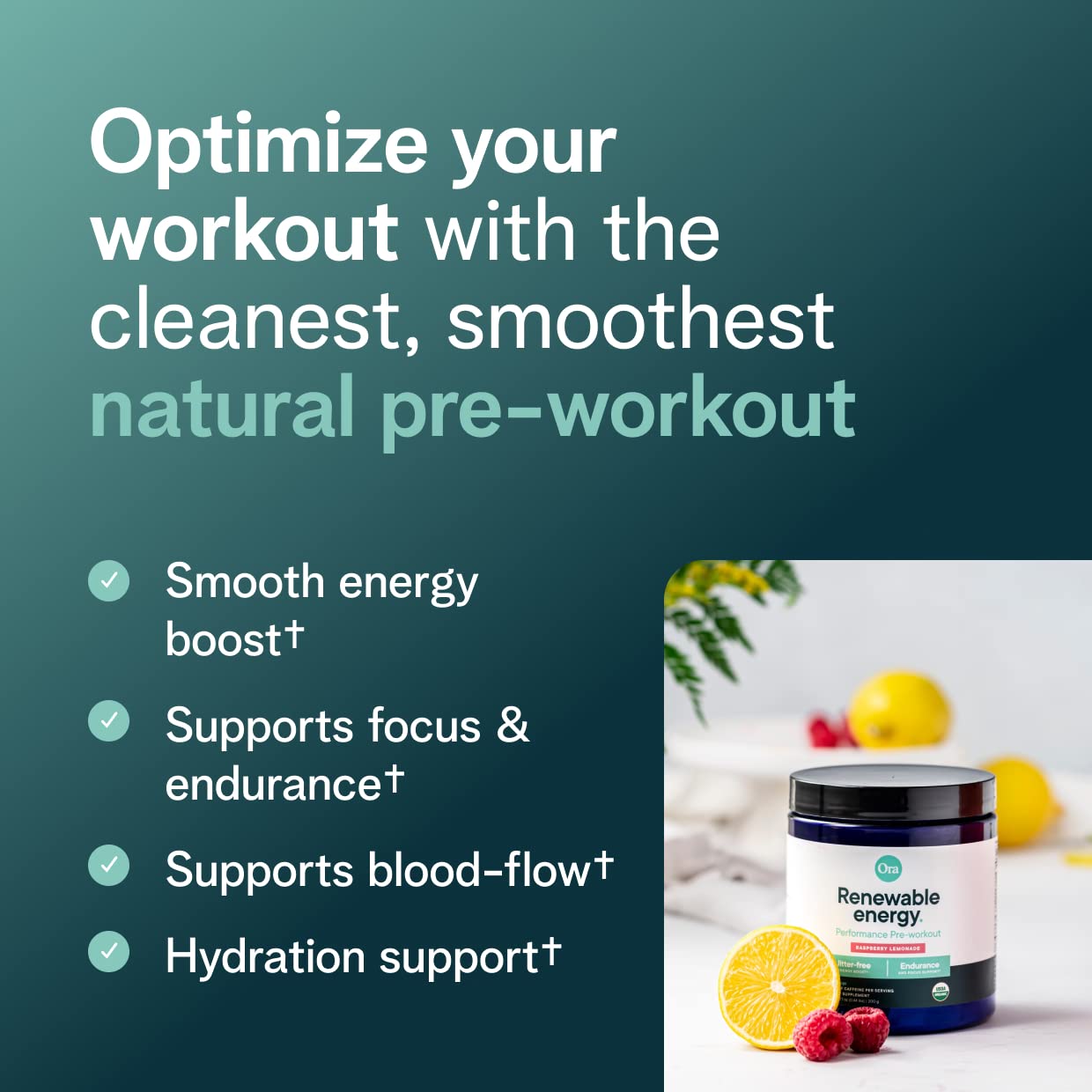 Ora Organic Natural Pre Workout Powder - Raspberry Lemonade Flavor- Provides Jitter Free Energy, Focus, Hydration, & Endurance - Vegan, Certified Organic, Soy, Dairy, & Gluten Free, 20 Servings Ora OrganicBuy Supplements Australia