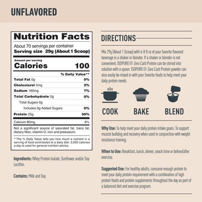 Isopure Zero Carb Unflavored 4.5lb, 70 Servings IsopureBuy Supplements Australia