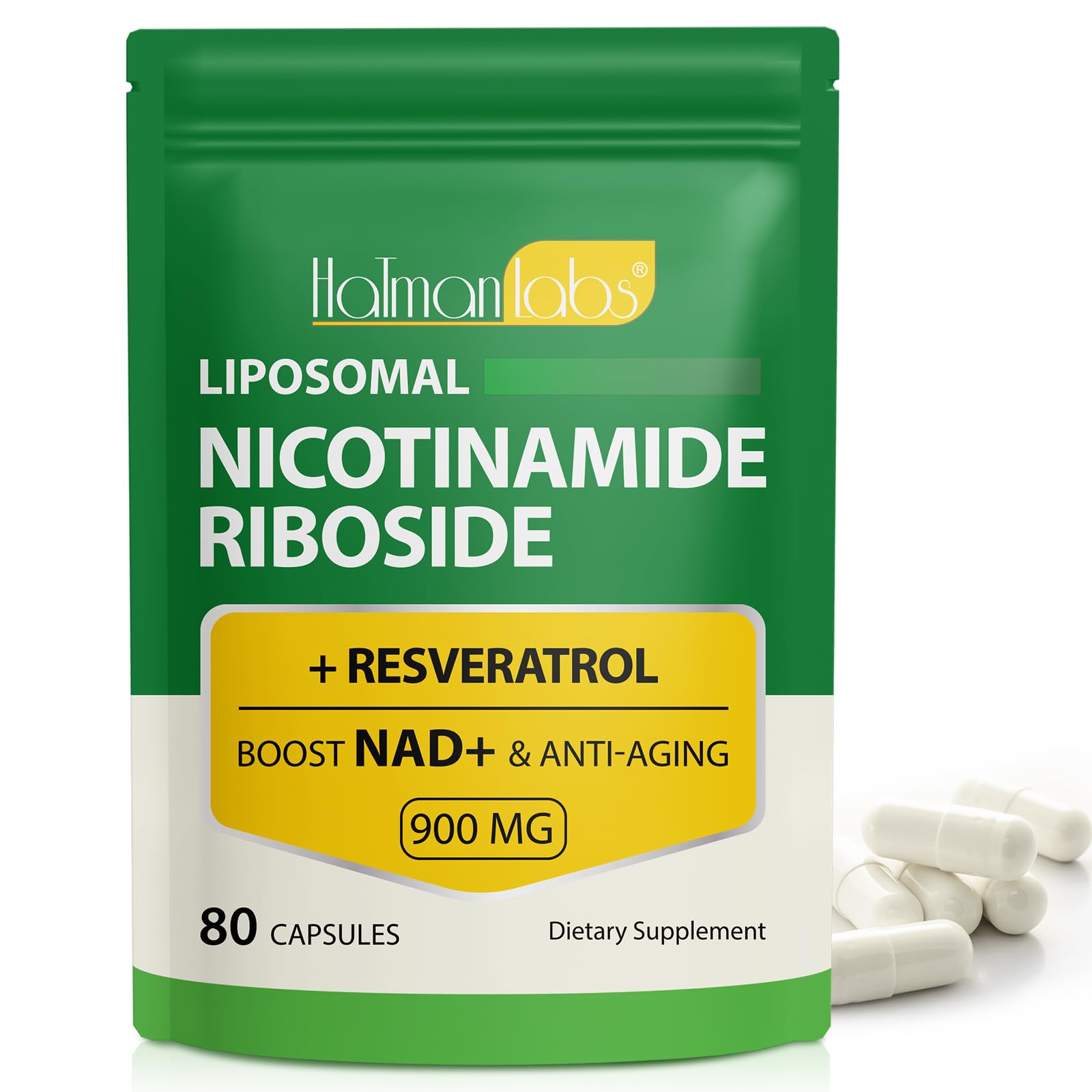 NAD Supplement - Liposomal Nicotinamide Riboside 900mg, Resveratrol, Quercetin - High Purity NAD Supplement for Energy, Support Cellular Health, Stamina & Healthy Aging - Ultra Strength 80 Capsules MXCZBSMBuy Supplements Australia