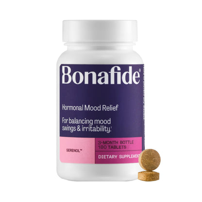Serenol by Bonafide. Relief from Hormonal Mood Swings, Irritability, & PMS Bloating. — 3-Month Supply (180 Tablets) BonafideBuy Supplements Australia