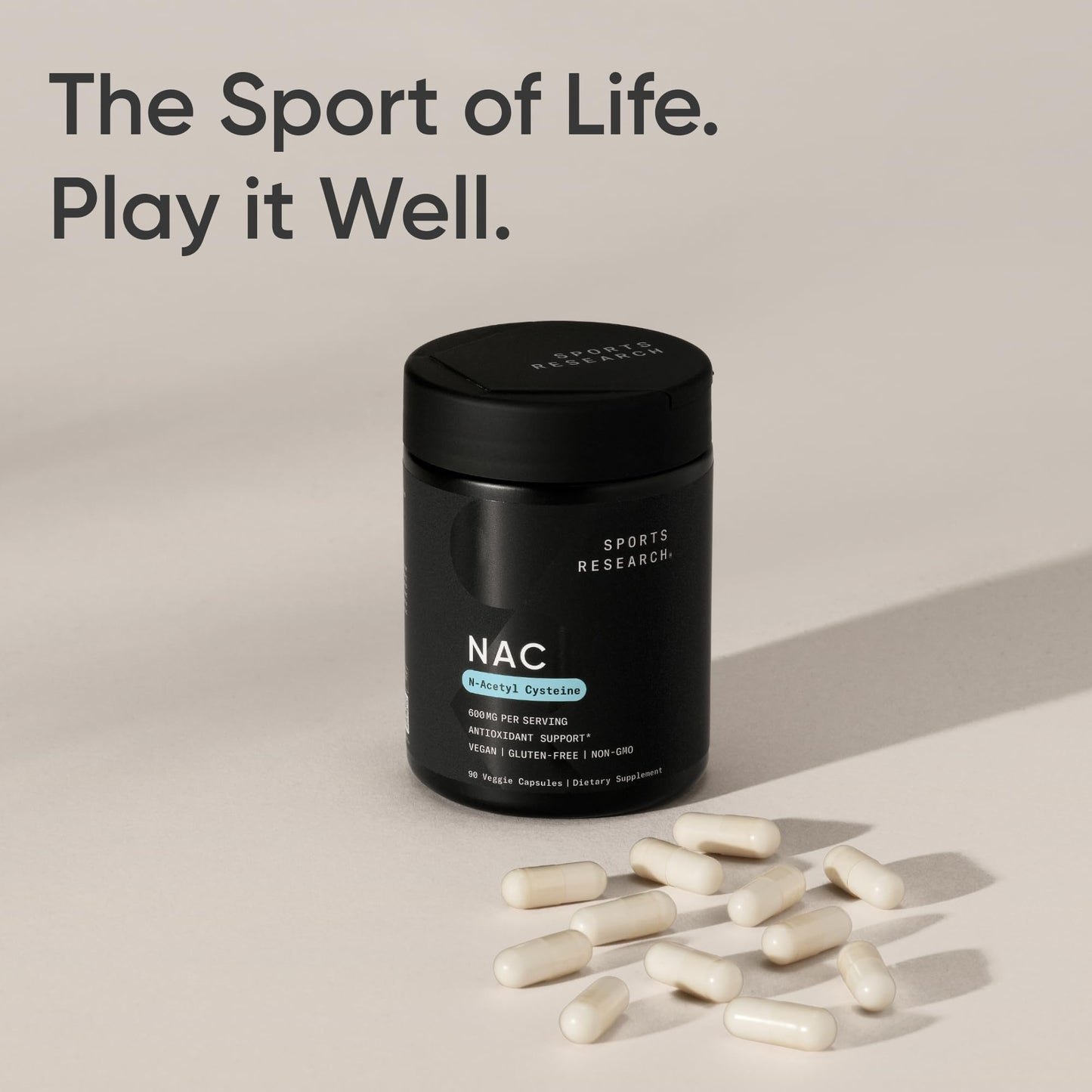Sports Research Vegan NAC Supplement (N-Acetyl Cysteine) 600 mg - Supports Antioxidant Activity - NAC 600 mg - Non-GMO