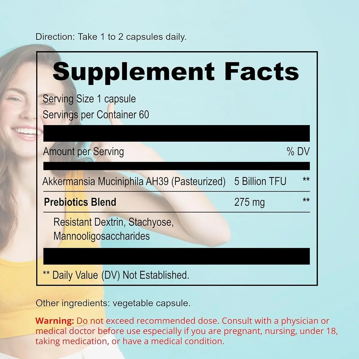 UpNourish Probiotics for GLP-1 Support, 5 Billion TFU Akkermansia Muciniphila for Digestive Health, Leaky Gut, Immunity and Metabolic Health, Prebiotics and Probiotics for Women and Men, 60 Capsules UpNourish buy supplements Au