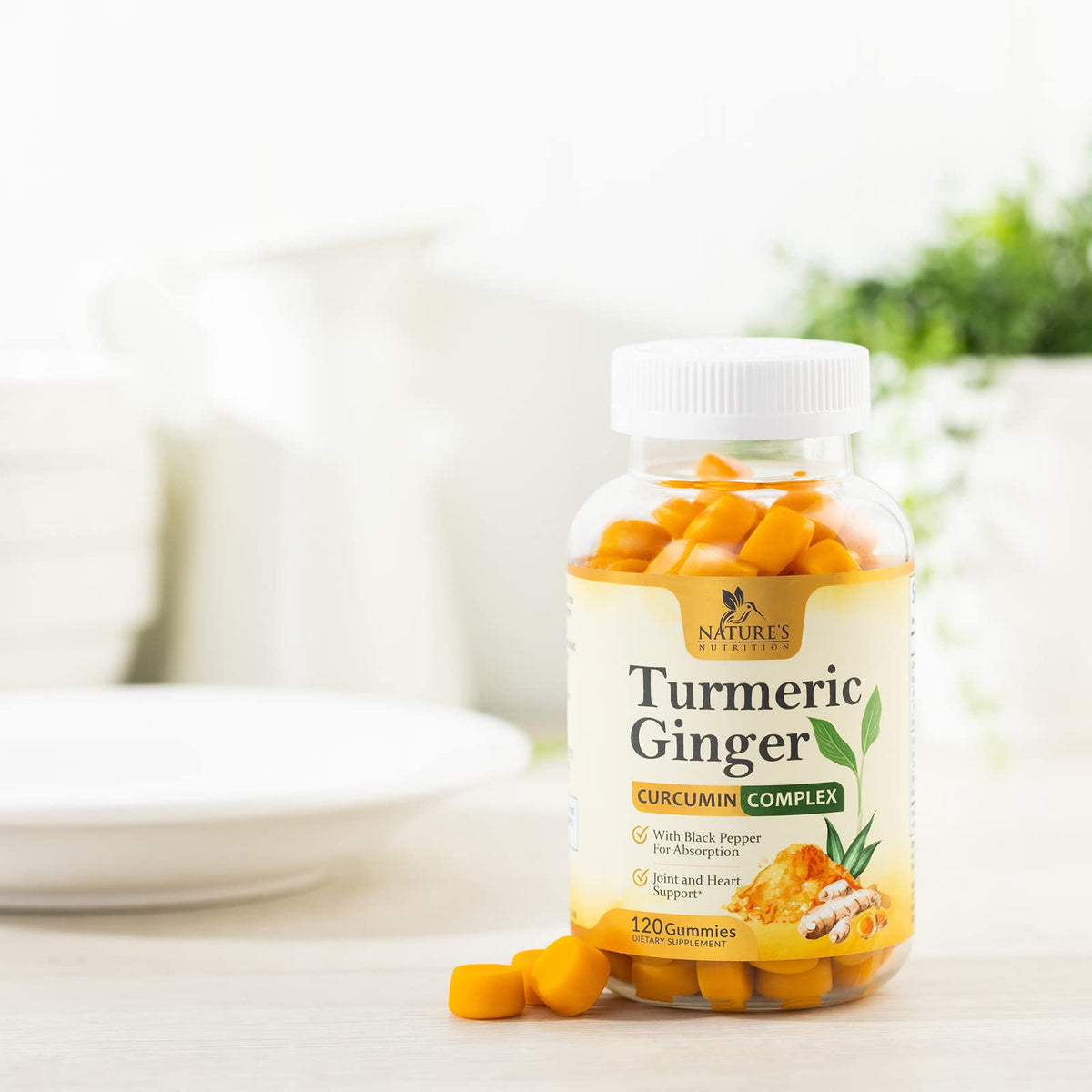 Turmeric Ginger Gummies - Vegan Turmeric Curcumin Gummy with 95% Curcuminoids Nature's NutritionBuy Supplements Australia