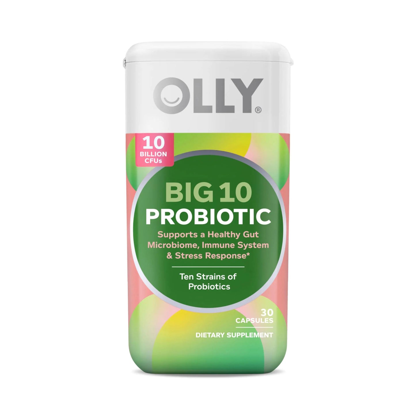 OLLY Big 10 Probiotic, Supports a Healthy Gut Microbiome,* 10 Billion CFUs, 30 Day Supply - 30 Count OLLYBuy Supplements Australia