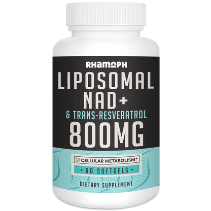 Rhamoph Liposomal NAD+ 800 mg with Trans-Resveratrol 300 mg, Max Absorption, Actual NAD+ Boosting Supplement for Healthy Aging, Cellular Energy, DNA Repair, Longevity - 60 Softgels RhamophBuy Supplements Australia