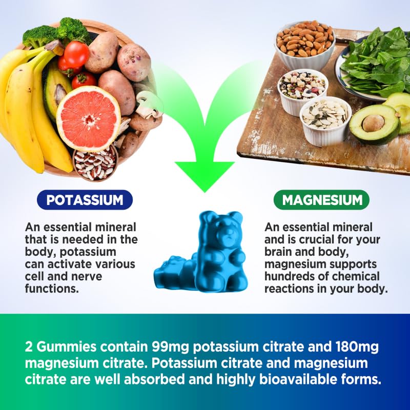 HOLLEGEND Potassium Magnesium Gummies, High Absorption Potassium Citrate 99mg Magnesium Citrate 180mg, Chewable Gummy Supplements for Leg Cramps & Muscle, 60 Count HOLLEGENDBuy Supplements Australia