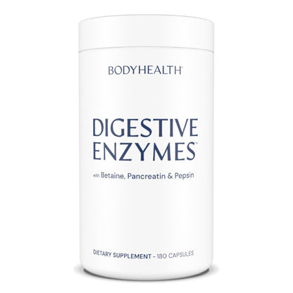 BodyHealth Digestive Enzymes Full Spectrum Digestive Support (180 caps), Betaine, Pepsin, Pancreatin BPP Loaded with Enzymes and Probiotics, Re