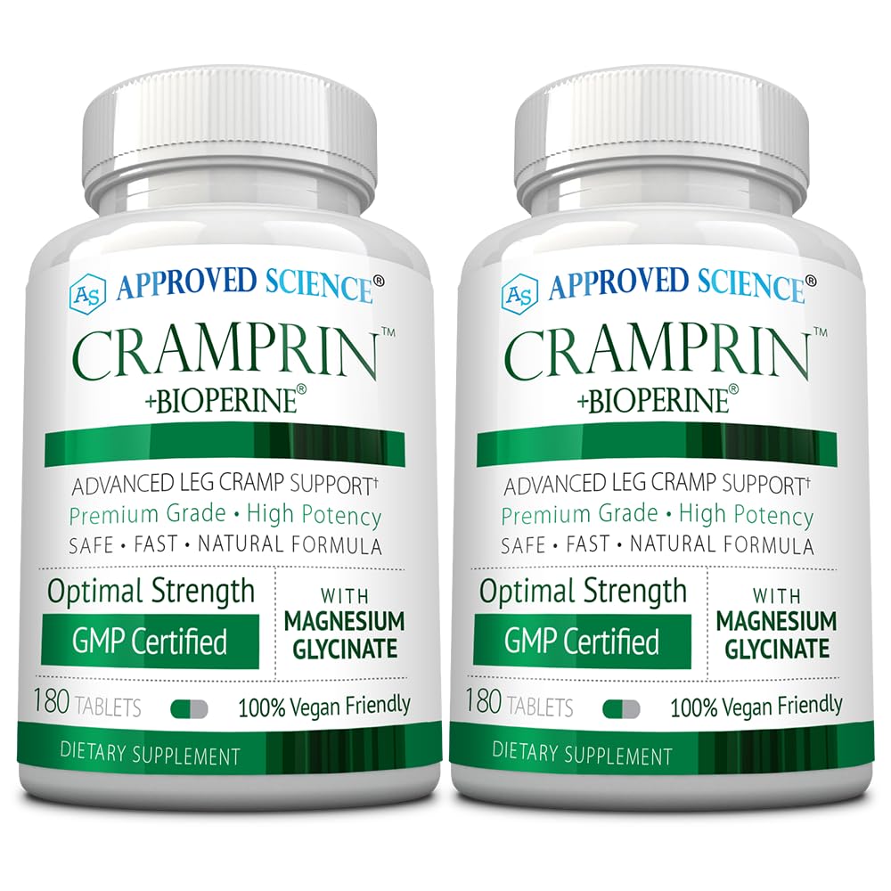 Approved Science Cramprin - High Absorption Magnesium, Vitamin B Complex, BioPerine - Muscle Cramps - 6 Month Supply - 2 Bottles - Vegan Approved ScienceBuy Supplements Australia