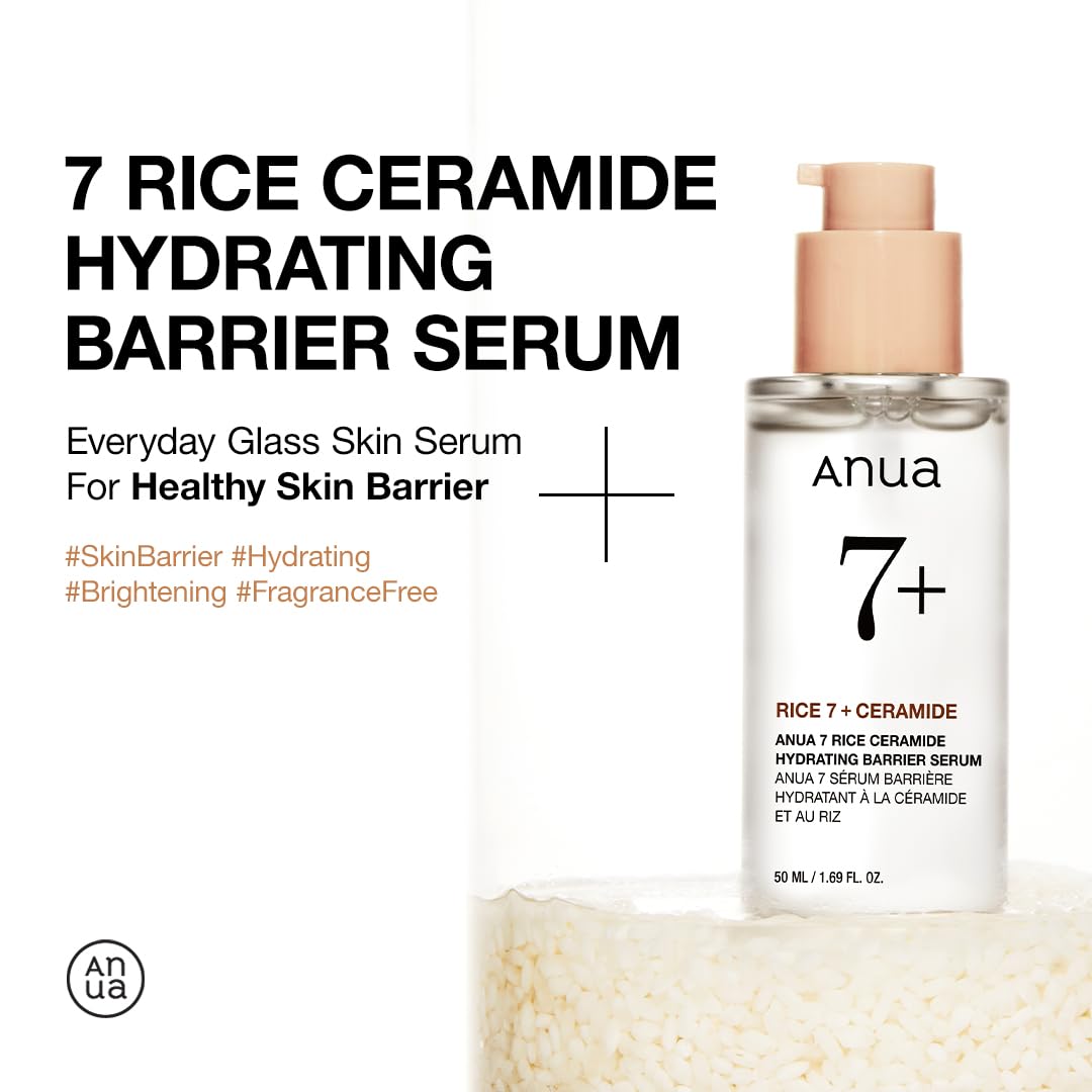 Anua Rice Ceramide 7 Hydrating Barrier Serum, Moisturizing Face Serum, Non-comodogenic, Hyaluronic Acid