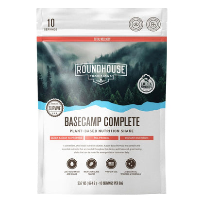 Basecamp Complete Nutrition Shake by Chuck Norris Roundhouse Provisions – Plant-Based Emergency Meal with 18g Protein & 28 Essential Nutrients – Rich Chocolate Flavor – 10 Servings, 3-Year Shelf Life ROUNDHOUSE PROVISIONBuy Supplements Australia