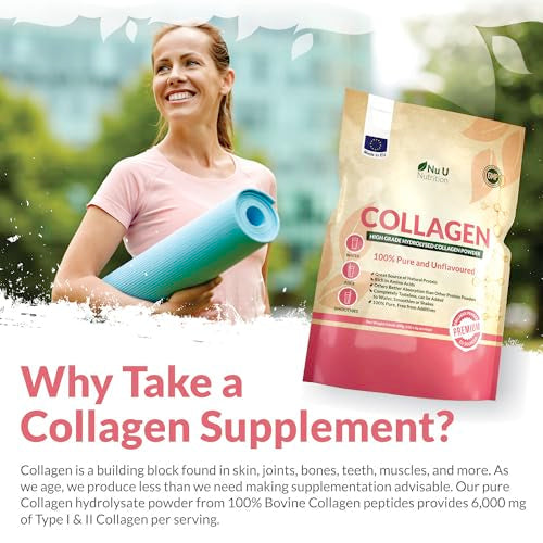 Collagen Powder 600g - 100 Servings - High Grade Pure Bovine 100% - Collagen Peptides Hydrolysate Nu U NutritionBuy Supplements Australia
