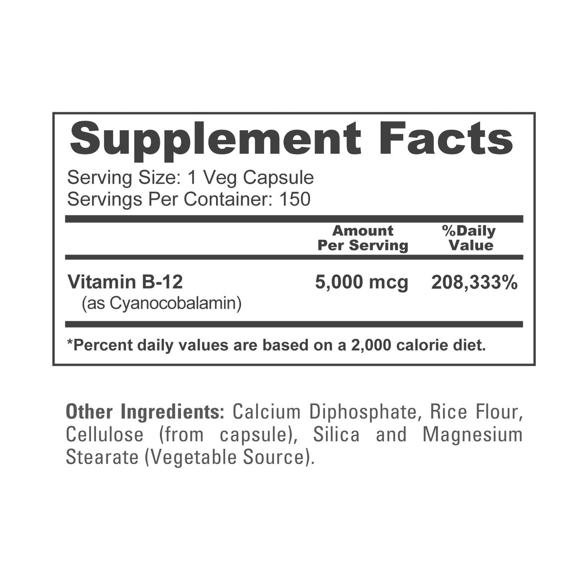 NusaPure Vitamin B12-5000 MCG 150 Veggie Capsules (Non-GMO, Vegan) - Max Strength Vitamin B12 NusaPureBuy Supplements Australia