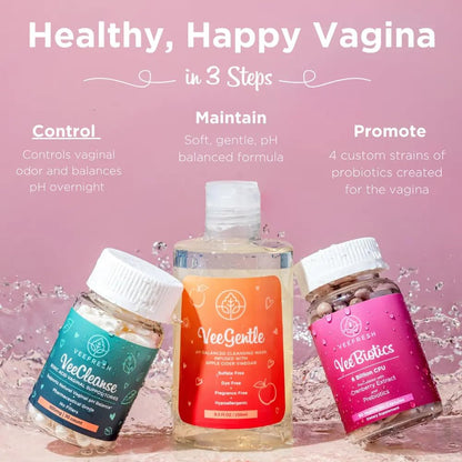 VeeBalance Bundle – Boric Acid Suppositories, Feminine Wash & Cranberry Probiotics for Women – pH Balance & Freshness Support VeeFreshBuy Supplements Australia