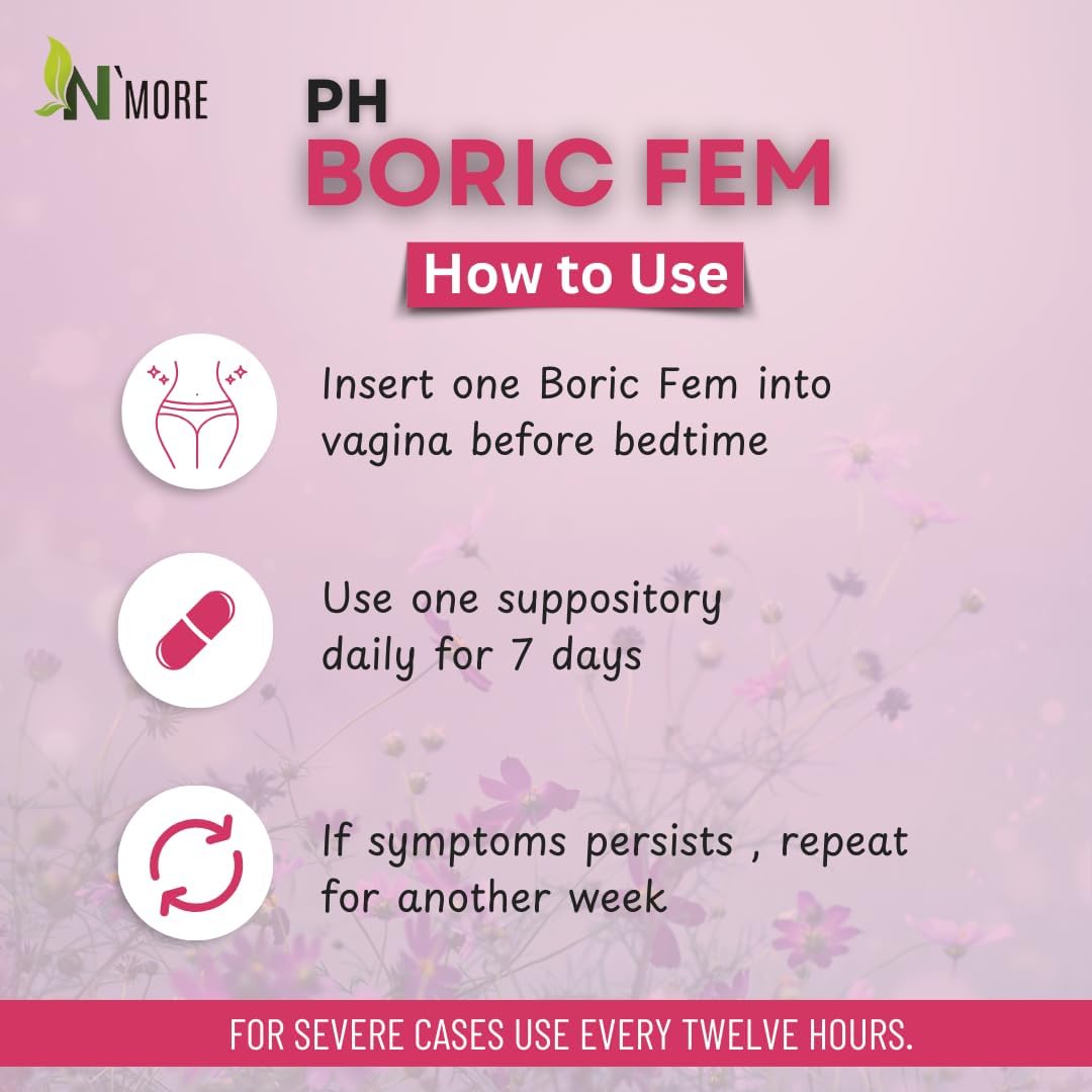 N'More Boric Acid Vaginal Suppositories- 100% Pure - Made in USA- Boricfem Vaginal Health Supplement- 30 Servings (Pack of 1) N'MoreBuy Supplements Australia