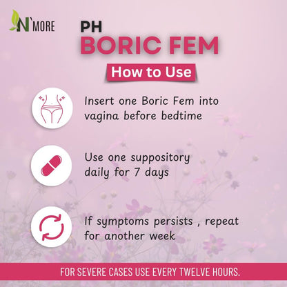N'More Boric Acid Vaginal Suppositories- 100% Pure - Made in USA- Boricfem Vaginal Health Supplement- 30 Servings (Pack of 1) N'MoreBuy Supplements Australia