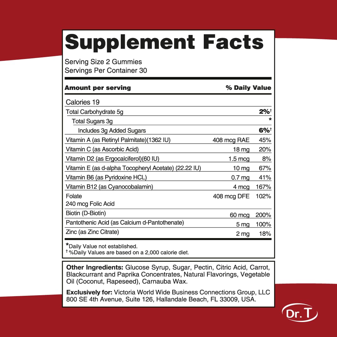 Dr. T Kids Multivitamin Gummies – Daily Vitamins for Kids Ages 2+, with A, C, D, E, B & Folic Acid – Supports Bone Strength, Immunity & Overall Health Dr. TBuy Supplements Australia
