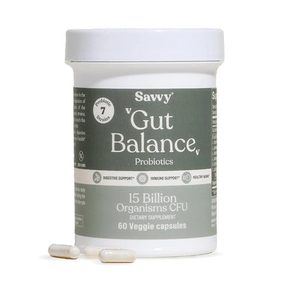 SAVVY Gut Balance Probiotics for Women & Men, 15 Billion CFU, 7 Clinically Studied Strains, Digestive Health, Immune Support, Bloating Relief, 60 Vegan Capsules, Non GMO, Sugar-Free SAVVY buy supplements Au
