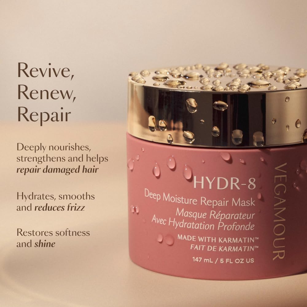 VEGAMOUR HYDR-8 Deep Moisture Repair Mask, Deep Conditioner Hair Mask Formulated Without Sulfates for Dry, Damaged, Frizzy Hair, Floral & Vanilla Scent, 5 fl. oz. VEGAMOURBuy Supplements Australia
