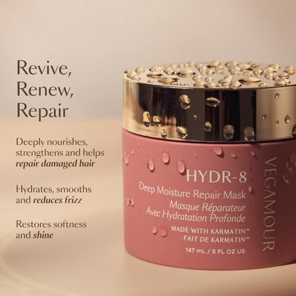 VEGAMOUR HYDR-8 Deep Moisture Repair Mask, Deep Conditioner Hair Mask Formulated Without Sulfates for Dry, Damaged, Frizzy Hair, Floral & Vanilla Scent, 5 fl. oz. VEGAMOURBuy Supplements Australia