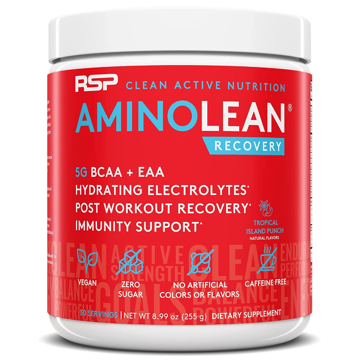 RSP NUTRITION Vegan AminoLean Pre Workout Energy (Mango 25 Servings) with AminoLean Recovery Post Workout Boost (Tropical Island Punch 30 Servings)