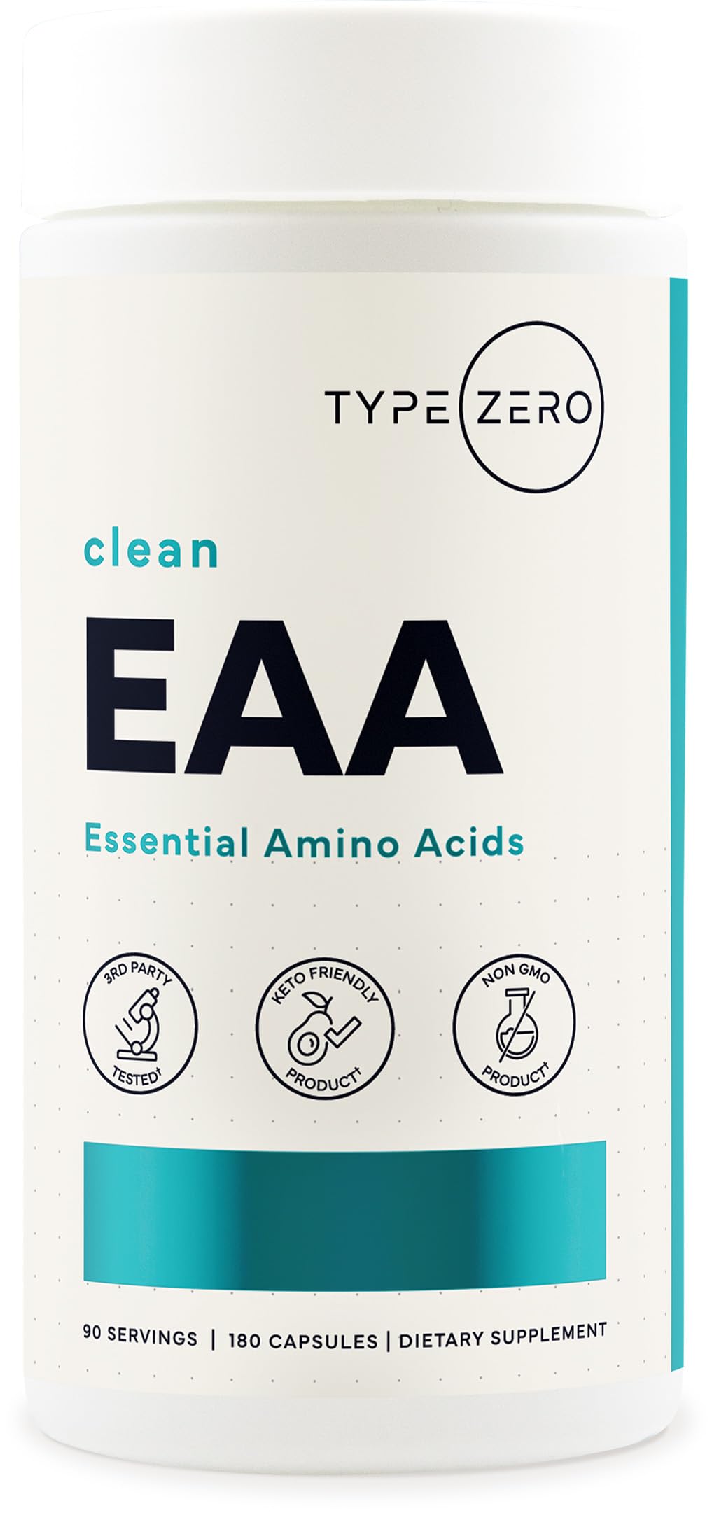 Type Zero Clean EAA Capsules (1,200mg per Serving), Essential Amino Acids Supplement with 9 EAAs, 180 Capsules, 90 Servings Type ZeroBuy Supplements Australia