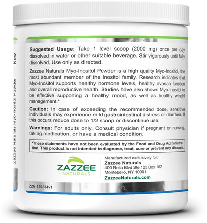 Zazzee Myo-Inositol Powder, 6 Month Supply, 183 Servings, 2000 mg per Serving ZazzeeBuy Supplements Australia