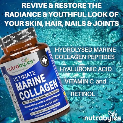 High Strength Marine Collagen with Hyaluronic Acid, Retinol and Vitamin C NUTRABYTESBuy Supplements Australia