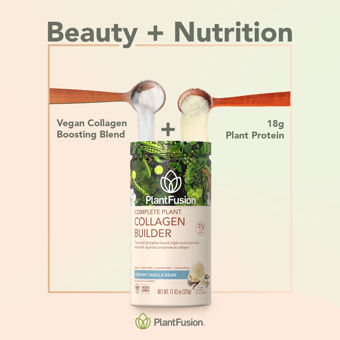 PlantFusion Vegan Collagen Powder - Plant Based Collagen Protein Powder For Muscle & Joints, Hair, Skin & Nails - Keto, Gluten Free, Soy Free, Non-Dairy, No Sugar, Non-GMO - Unflavored 10.58 oz PlantFusionBuy Supplements Australia