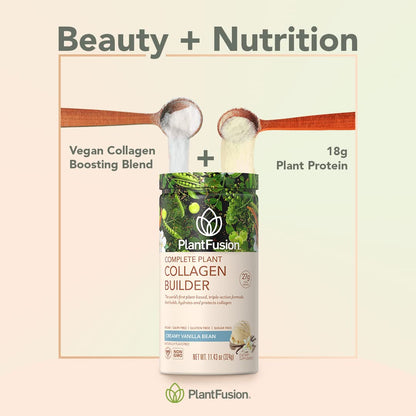 PlantFusion Vegan Collagen Powder - Plant Based Collagen Protein Powder For Muscle & Joints, Hair, Skin & Nails - Keto, Gluten Free, Soy Free, Non-Dairy, No Sugar, Non-GMO - Unflavored 10.58 oz PlantFusionBuy Supplements Australia