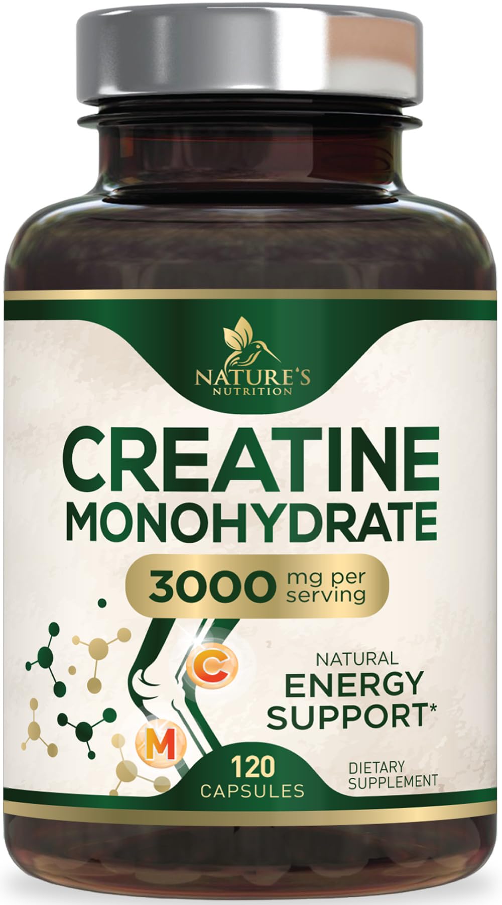 Creatine Monohydrate Capsules 3000mg Per Serving – Micronized Creatine Powder - Supports Lean Muscle, Strength, Energy, & Endurance - Nature's Supplement, Non-GMO, Bottled in USA - 120 Capsules Nature's NutritionBuy Supplements Australia